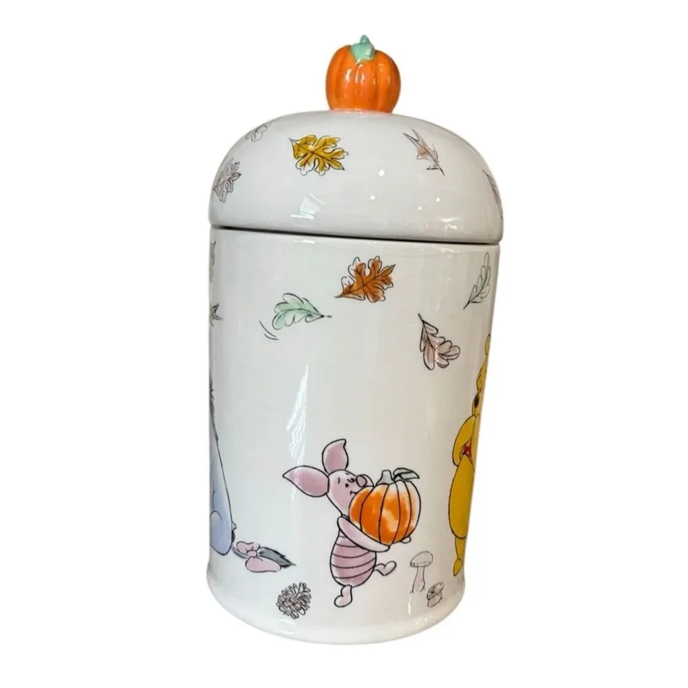 Disney Winnie the Pooh Fall Cookie Jar Pumpkin Lid Piglet Tigger Decor